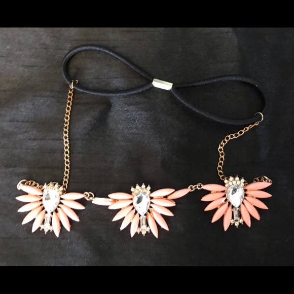 Accessories - Coral Colored Jeweled Headband/Hair Jewelry